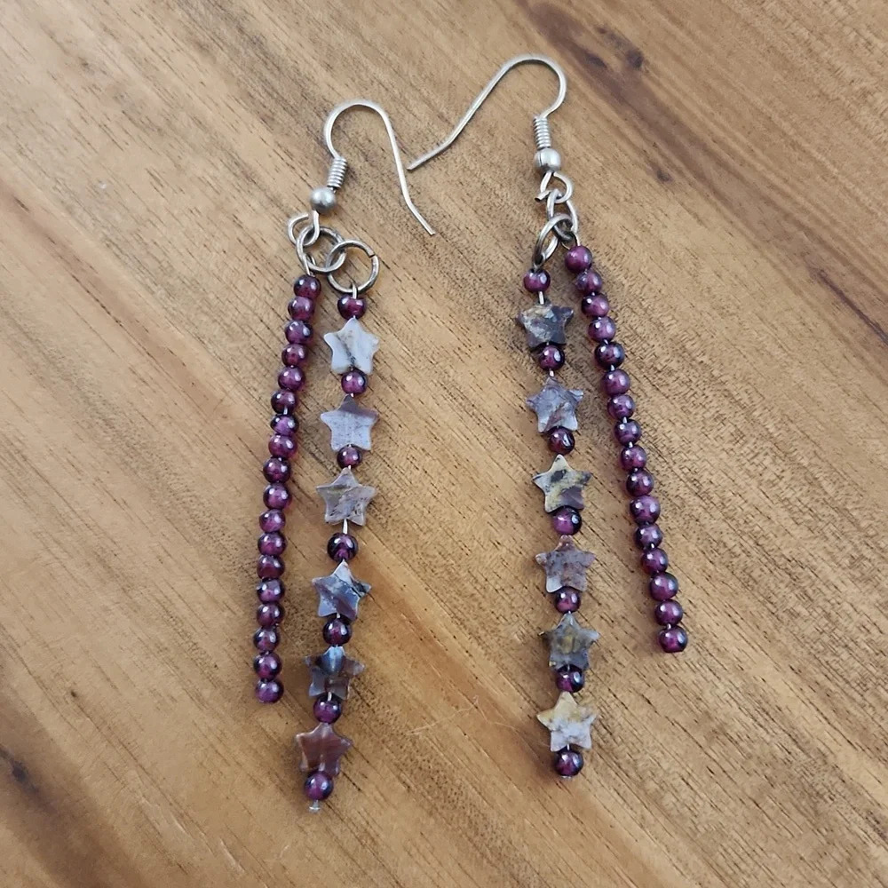 Purple stone drop earrings - Picture 5 of 6